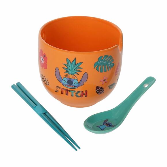 Silver Buffalo Other - 🔥Disney Stitch Ramen Noodle Bowl with Spoon & Chopsticks 16oz Ceramic BNWT🔥